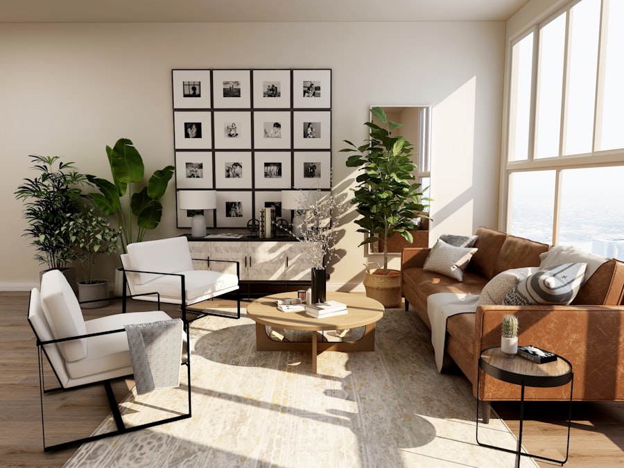 Floor-to-ceiling drapes in a Chandkheda living room