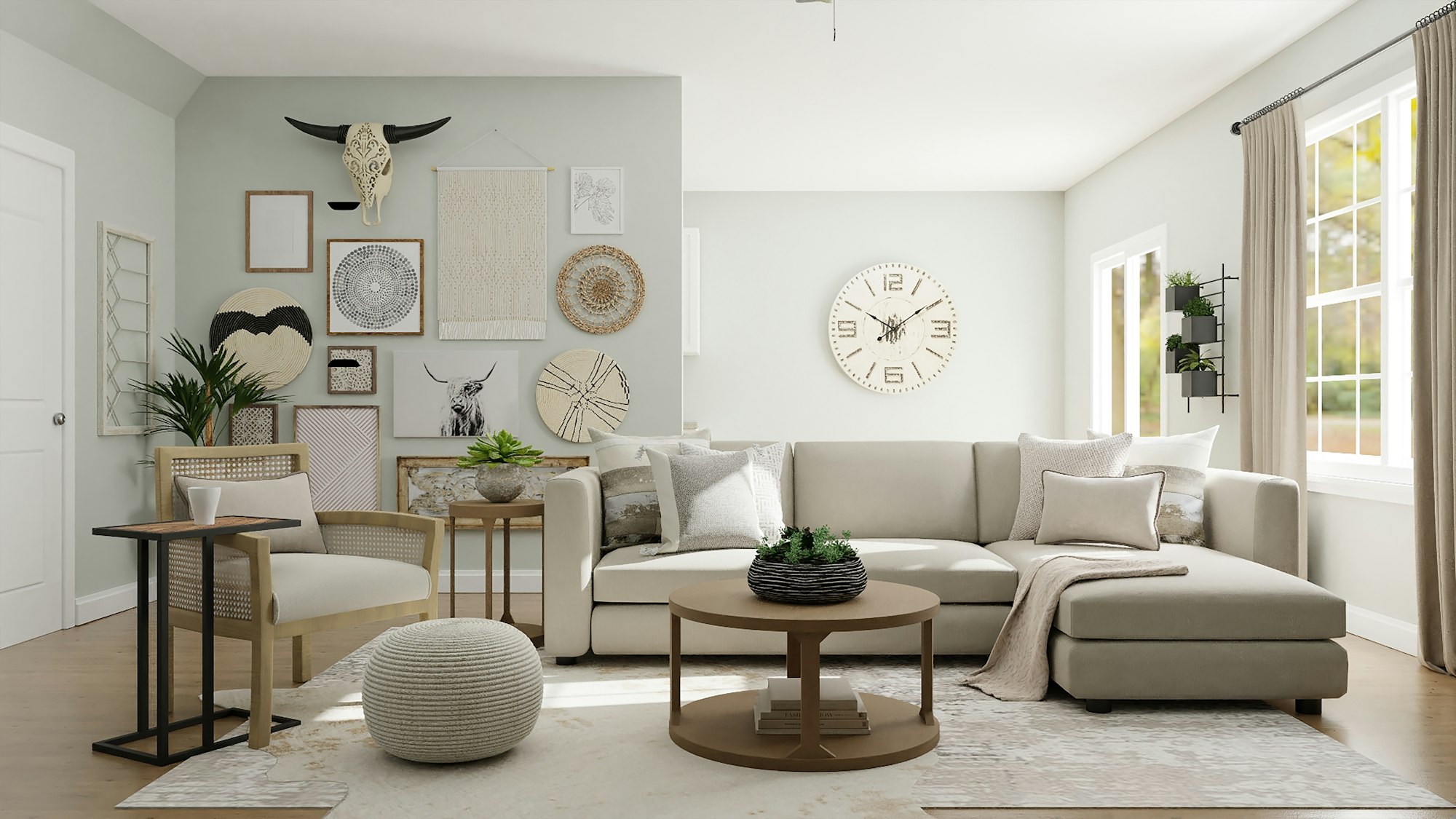Elegant living room with drapes